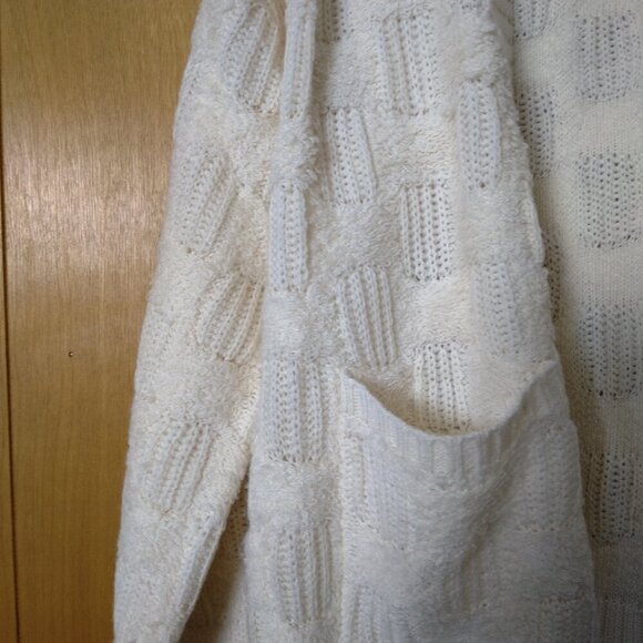 BLU PEPPER Women's Small Open Front Cardigan Sweater Neutral Chunky Grannycore - Picture 4 of 7